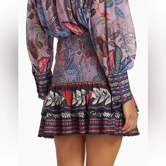 FARM RIO Wild Night Ruffled Mini Skirt in Lavender - Picture 4 of 12